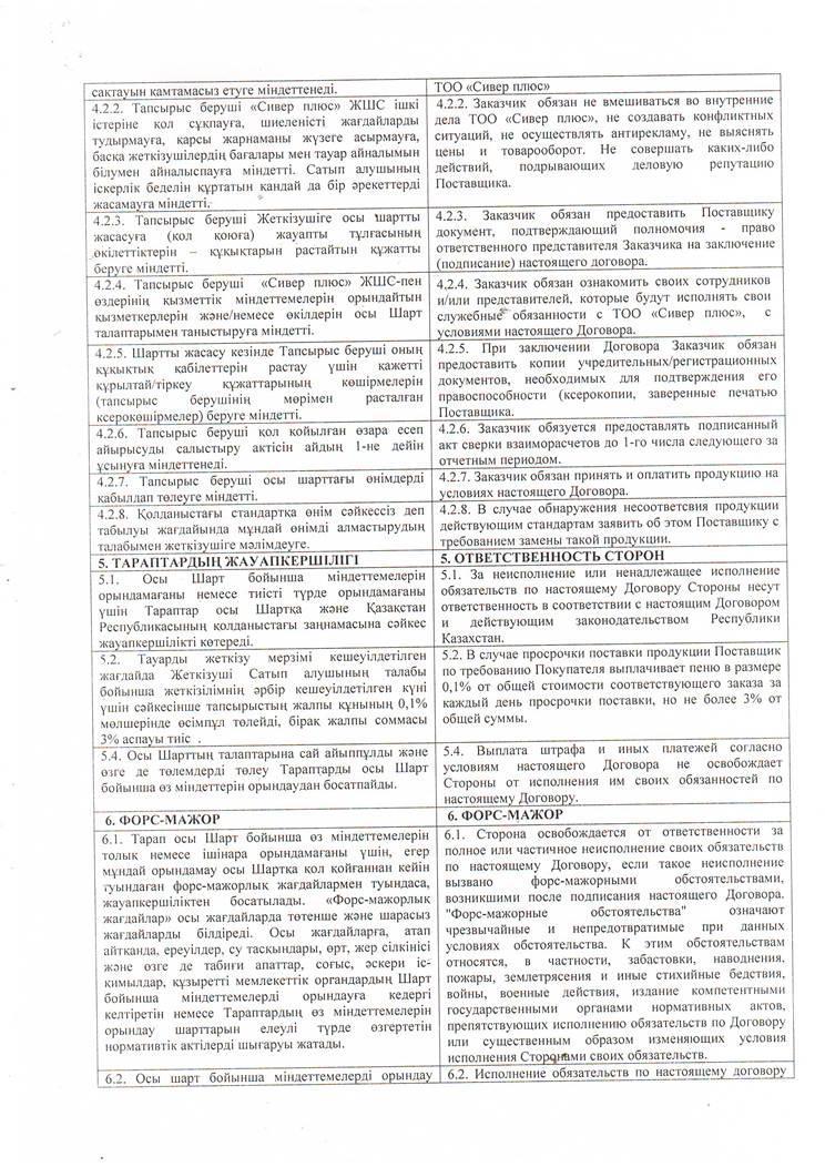Поставщик- ТОО "Сивер"