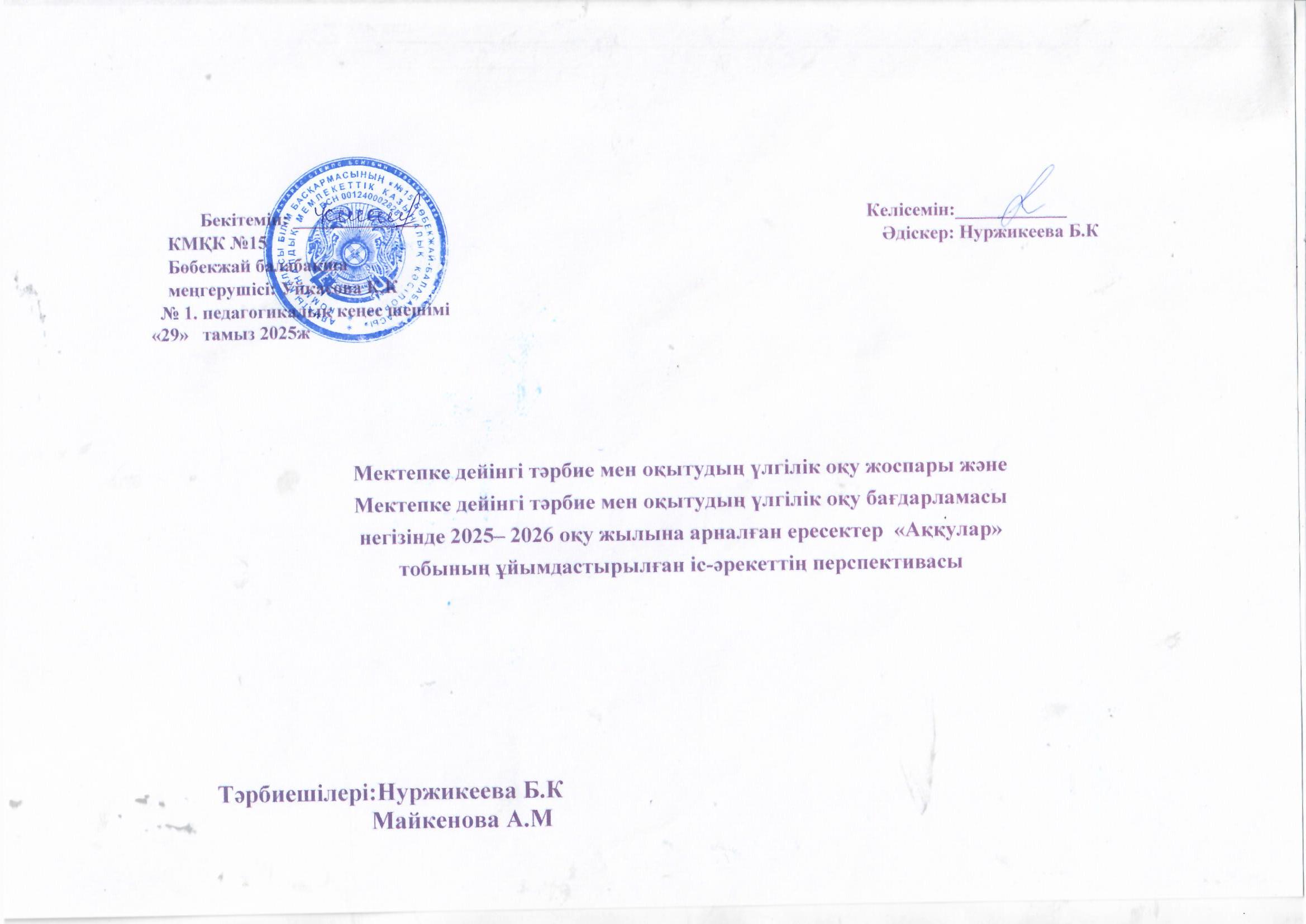 Ересектер "Аққулар" тобының 2025-2026 жылғы перспективасы